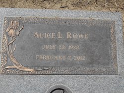 Alice Lenora <I>Hicks</I> Rowe 