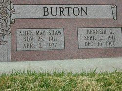 Alice May <I>Shaw</I> Burton 