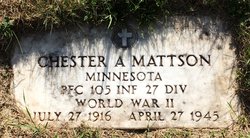 PFC Chester Arthur Mattson 