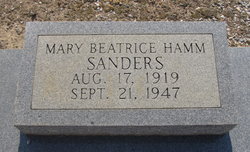 Mary Beatrice <I>Hamm</I> Sanders 