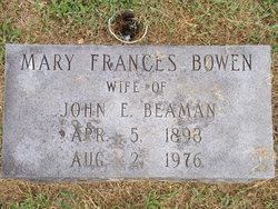 Mary Frances <I>Bowen</I> Beaman 
