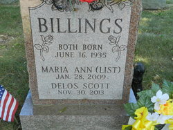Maria Ann <I>List</I> Billings 