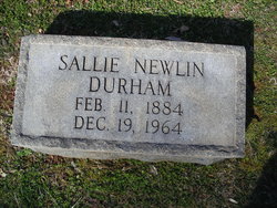 Sallie Lou Ella <I>Newlin</I> Durham 