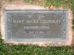 Mary Elizabeth <I>Hicks</I> Crumbley 