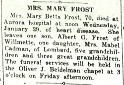 Mary Frances <I>Betts</I> Frost 