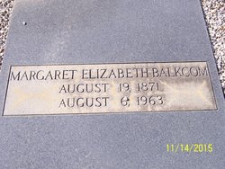 Margaret Elizabeth <I>Collins</I> Balkcom 