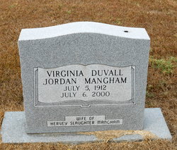 Virginia Duvall <I>Jordan</I> Mangham 