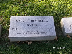 Mary J “Rum” <I>Rhomberg</I> Bailey 