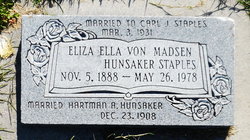 Eliza Ella Von <I>Madsen Hunsaker</I> Staples 