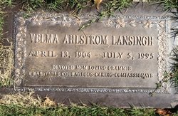 Velma A <I>Ahlstrom</I> Lansingh 