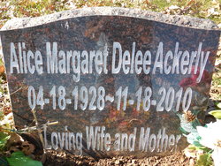Alice Margaret <I>Delee</I> Ackerly 