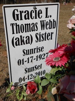 Gracie L. “Sister” <I>Thomas</I> Webb 