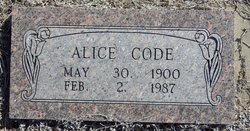 Alice May <I>Broaddus</I> Code 
