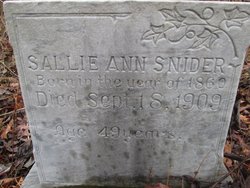 Sarah Ann “Sallie” <I>Standridge</I> Snider 