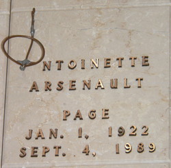 Antoinette <I>Arsenault</I> Page 