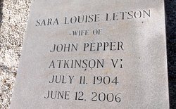 Sara Louise <I>Letson</I> Atkinson 