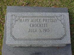Mary Alice <I>Pressly</I> Crockett 