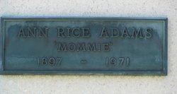 Ann <I>Rice</I> Adams 