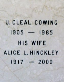 Alice L <I>Hinckley</I> Cowing 