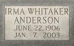 Irma <I>Whitaker</I> Anderson 