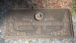 Lorene <I>Williams</I> Cole 