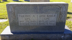 Sara Jane <I>Baker</I> Sipe 