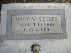 Mrs Mary Wilhelmina <I>Hall</I> Sievers 