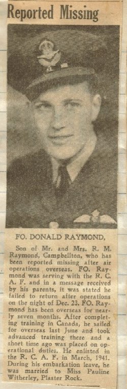 Flying Officer Donald Eugene Raymond 