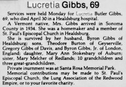 Lucretia <I>Butler</I> Gibbs 