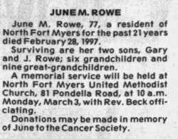 June Marie <I>Roberts</I> Rowe 