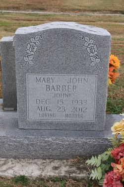 Mary John “Johni” <I>McCraw</I> Barber 