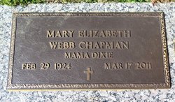Mary Elizabeth “Dixie” <I>Webb</I> Chapman 