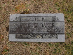 Emma Jane “Janie” <I>Wilson</I> Baker 