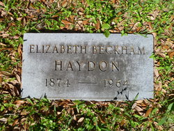 Elizabeth “Bessie” <I>Beckham</I> Haydon 