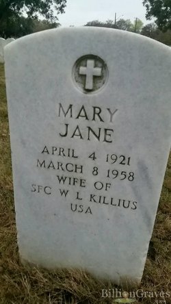 Mary Jane <I>Cullinan</I> Killius 