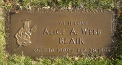 Alice A <I>Adamson</I> Webb Blair 