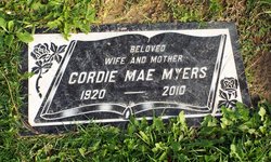 Cordelia Mae “Cordie” <I>Cook</I> Myers 