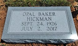 Opal Marie <I>Baker</I> Hickman 