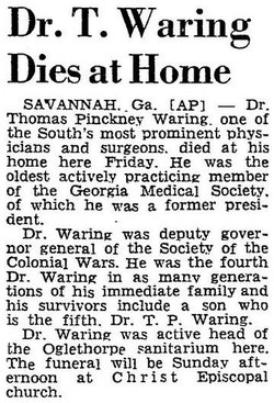 Dr Thomas Pickney Waring Sr.