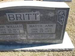 Martha Ann “Mattie” <I>Jamieson</I> Britt 