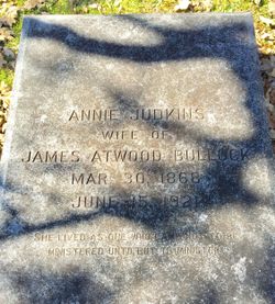Ann “Annie” <I>Judkins</I> Bullock 