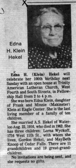 Edna Helena <I>Klein</I> Hekel 