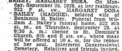 Margaret Dora “Maggie” <I>Zeller</I> Bailey 