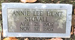 Annie Lee <I>Hunt</I> Stovall 