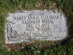 Nancy Annie Elizabeth <I>Hardman</I> Mann 