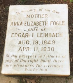 Anna Elizabeth <I>Fogle</I> Leinbach 