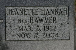 Jeanette Hannah <I>Hawver</I> Weiss 