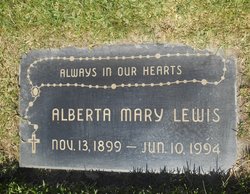 Alberta Mary <I>Benkert</I> Lewis 