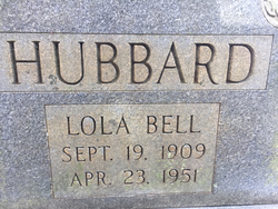 Lola Bell <I>Johnson</I> Hubbard 
