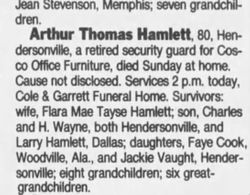 Arthur Thomas Hamlett Sr.